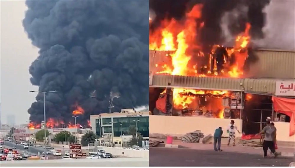 نشوب حريق هائل في أكبر أسواق إمارة عجمان (فيديو)
