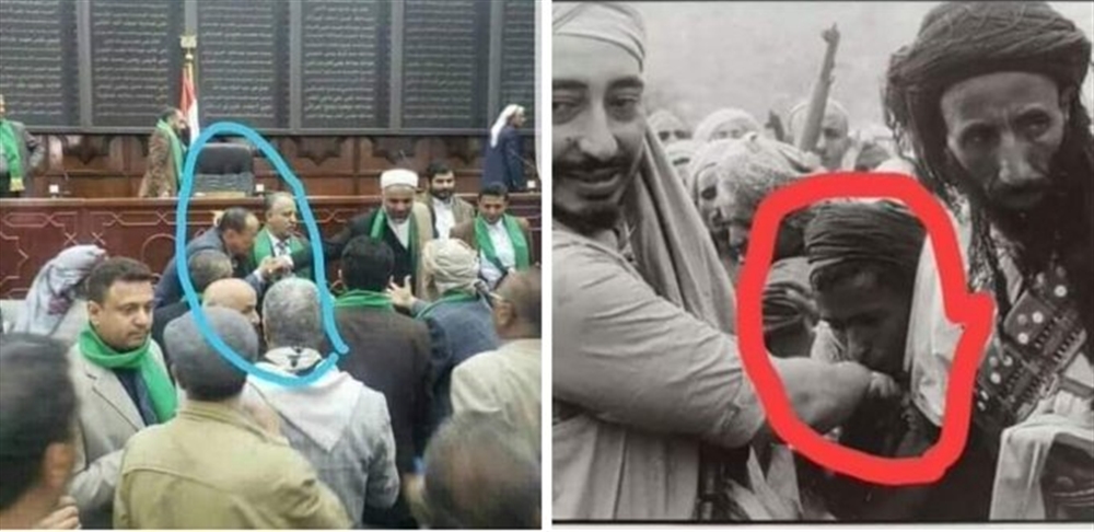 تقبيل يد مفتى الحوثيين الهاشمي بنفس آلية تقبيل يد البدر ابن أحمد